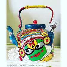 Swati Palekar On Instagram My Kathakali Face Handpainted Kettle Finds A New Home For Custom Orders And Price Tea Pots Art Kathakali Face Hand Painting Art
