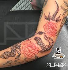 Snake Flower Red Flower Tattoos Red Tattoos Black Snake Tattoo