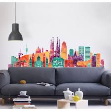 Wall mural decals look great as the centerpiece on the wall above your couch, or centered above your bed. Wall Decals Thewonderwalls City Skyline Wall Decals Cityscape Wall Stickers