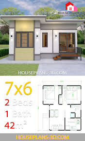 Small House Plans 7x6 With 2 Bedrooms House Plans 3d In 2020 House Plans Flat Roof House House Roof