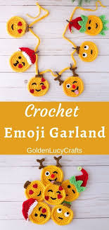 Crochet Christmas Emoji Garland In 2020 Christmas Crochet Christmas Crochet Patterns Christmas Crochet Pattern