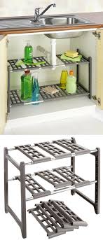 Une Etagere Extensible Modulable Sous L Evier Pour Gagner De La Place Et Ranger Plus Facilement Une T Rangement Sous Evier Etagere Extensible Deco Rangement