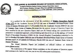 Jkbose Modified Class 12th Design Pattern Of Question Papers Class 12th Model Test Paper Jkalerts Jk Updates