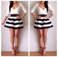 Black And White Striped Heels Outfit Pin By Melissa Arguello On Outfits Mini Skirt Dress Dressy Outfits Fashion