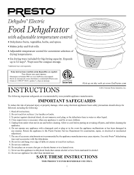 Excalibur is one of the top manufacturers and most preferred. Presto 06302 Dehydro Dehydro Digital Electric Food Dehydrator User Manual Manualzz