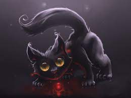 Black Anime Cat Quoteko Com Black Cat Art Cute Black Wallpaper Black Cat Anime