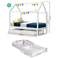 What type of assembly is required. Bali Kids White Wooden House Bed Timber Bed Frame With Storage Drawers Single Artiss