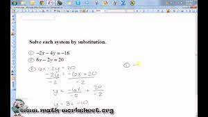 Algebra Systems Of Equations And Inequalities Solving By Substitution Systems Of Equations Free Math Worksheets Equations