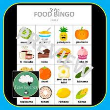 maori food bingo te reo game for preschool k 2 kids flashcards language classroom decor shapes fundations trick words level 1 printable