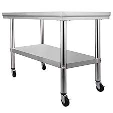 Adjustable table & detachable wheel** with casters, you can move it easily. Mophorn Nsf Stainless Steel Work Table With Wheels 36 24 Prep Table With Casters Heavy Duty Work Table For Commercial Kitchen Restaurant Business Garage 36 X24 Kitchen Prep Tables
