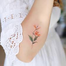 Black Bird Of Paradise Flower Tattoo 