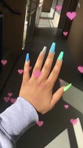 This design is awesome and unique and the colors are perfect for the warmer seasons. Pin By Riley Smith On Nails Cute Acrylic Nails Coffin Nails Designs Acrylic Nails