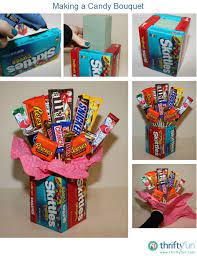 How To Make A Candy Bouquet Candy Bouquet Candy Gifts Homemade Gifts
