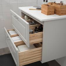 Since the legs are adjustable, all you need to do is level the cabinets and install. Godmorgon Tolken Wash Stand With 2 Drawers Kasjon Light Grey Marble Effect Ikea