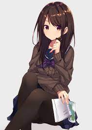 Brown hair, like black, is one of the more subtle hair colors in anime. Anime Girl With Brown Hair Brown Eyes And Book