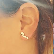 Parts of the hand in english. Amazon Com 14k Solid Gold Personalized Name Stud Earrings Customized Your Name Studs Your Monogram Name Earrings Same Or 2 Different Names Gift For Women Girls Jewee Diamond Handmade