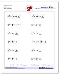 exponents worksheets