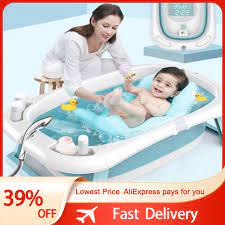 Pinkfong baby shark inflatable safety bathtub. Folding Bathtub Children Lying Electronic Temperature Universal Bath Barrel Oversize Baby Newborn Supplies Baby Bath Tub Inflatable Portable Bathtubs Aliexpress