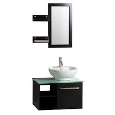 This set ready to install and you can get it done easily following the installation instruction. Sheffield Home Palma 27 5 In W X 18 5 In D Floating Vanity In Espresso W Frosted Glass Top And White Basin Side Shelves And Mirror Ev324 The Home Depot Floating Vanity