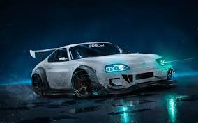 Black car, forest, road, toyota supra, tuning, dirt road, jdm. Download Wallpapers Toyota Supra Artwork Night Headlight Tuning White Supra Toyota Besthqwallpapers Com Toyota Supra Car Wallpapers Futuristic Cars