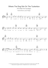 Where The Dog Sits On The Tuckerbox Five Miles From Gundagai Sheet Music Jack O Hagan Lead Sheet Fake Book