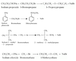 Williamson ether synthesis is a laboratory method to prepare symmetrical and unsymmetrical ethers by allowing alkyl halides to react with sodium alkoxides. Write The Names Of Reagents And Equations For The Preparation Of The Following Ethers By Williamson S Synthesis I 1 Propoxypropane Ii Ethoxybenzene Iii 2 Methoxy 2 Methylpropane Iv 1 Methoxyethane