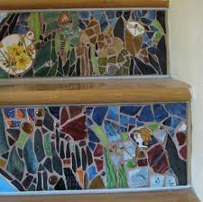 How To Mosaic Stair Risers Using Plexiglass Mosaic Stairs Mosaic Art Stair Risers