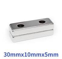 Powerful 30X10X5 Countersunk Customized Neodymium Block Magnet with Two  Hole N52 NdFeB Bar Magnets