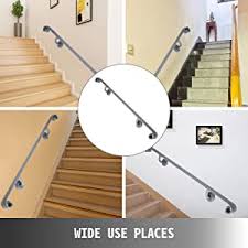 Any custom size is available. Happybuy Stair Handrail Two Step Stair Rail 2ft Length Modern Handrails For Stairs Gray Wrought Iron Indoor Handrail For Stairs 200lbs Capacity Wall Mounted Stairway Railing With Brackets