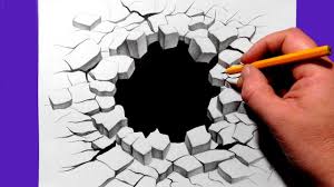 Drawing A Smashed Hole 3d Ground Breaker Optical Illusion Drawing Illusion Drawings Optical Illusions For Kids