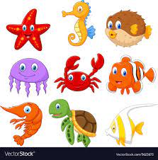 Illustration Of Cartoon Fish Collection Set Download A Free Preview Or High Quality Adobe Illustrator Ai Ep Cartoon Fish Cartoon Sea Animals Seahorse Cartoon