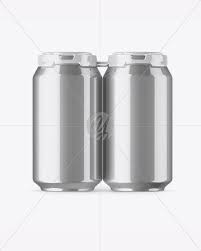 Pack With 4 Metallic Aluminium Cans With Plastic Holder Mockup 4pack Aluminum Beer Beverage Can Carbon Mockup Free Psd Free Packaging Mockup Aluminum Can