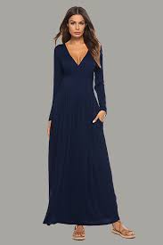 Women S Casual Deep V Neck Loose Pocket Long Dress Long Sleeve Maxi D Larace Long Sleeve Maxi Cocktail Dress Style Dresses