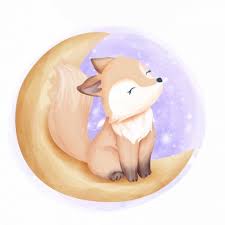 Beautiful Foxy On The Moon Adorable Animal Art Png And Vector With Transparent Background For Free Download Cute Animal Illustration Cute Drawings Animal Illustration