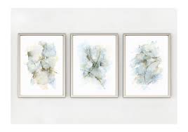 Set Of 3 Prints Abstract Painting In Blue Grey Brown Cream Etsy Triptych Wall Art 3 Piece Wall Art Minimalist Artwork