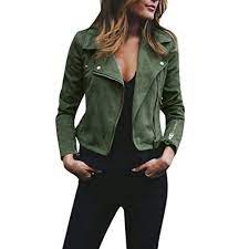 6 76 Xchenda Women Trendy Short Biker Jacket Coat Bomber Zipper Faux Suede Long Sleeve Outwear Leather Jackets Women Bomber Jacket Women Casual Jacket