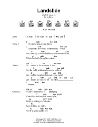 Fleetwood Mac Landslide Sheet Music Notes Chords Score Download Printable Pdf Guitar Chords And Lyrics Guitar Chords For Songs Song Lyrics And Chords