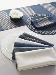 Mud piebistro fringe navy runner. Bodrum Tuxedo Linen Blend Navy Blue Table Runner 90 229cm