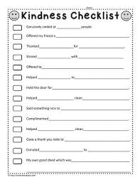 Kindness Checklistworksheets Empathy Activities Social Skills Random Acts Of Kindness