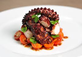 Grilled Octopus Recipe With Cherry Tomatoes And Vinaigrette Grilled Seafood Recipes Octopus Recipes Seafood Dishes