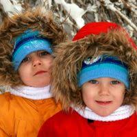 Public domain stock image. Twins brothers snow.