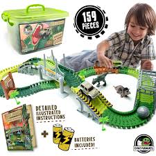 We use plywood, paint, glue. Jitterygit Dinosaur Train Track Toy Jurassic Escape World Build An Adventure Park Fun Race Car Set Awesome Gift For Kids Stem Learning Toy For Toddlers Boys And