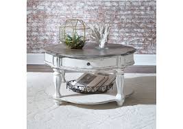The piece is available in the sandstone or sailcloth finish.as shown in the. Magnolia Manor Antique White Round Cocktail Table Bewley S Furniture Shreveport La