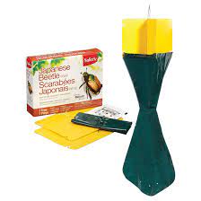 Japanese beetle traps typically consist of yellow vanes in a crisscross shape with the lure fixed in the middle. Safer S Japanese Beetle Trap With Biolure R Bait 07 0203can 6 Rona
