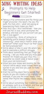 Finding inspiration and staying motivated. Songwriting Ideas For Beginners Journalbuddies Com