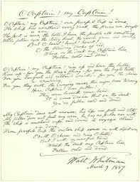 Original Manuscript Of O Captain My Captain Whitman Poems Walt Whitman Poems Walt Whitman