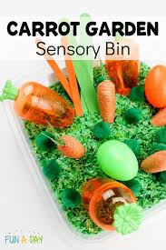 Carrot Garden Sensory Bin For Easter Or Farm Theme Play Fun A Day Sensory Bins Carrot Gardening Free Preschool Printables