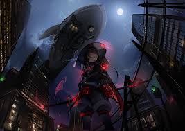 Akali 4k 8k hd league of legends wallpaper. Sword Katana Moon Weapon Zeppelin Whale Anime Girls Dark Background Hd Wallpaper Wallpaperbetter