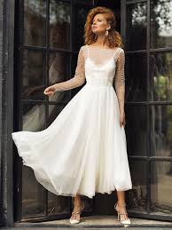 Brautkleid spitze schlicht hochzeitskleid spitze. Schlicht Brautkleid Spitze Vintage Langarm Standesamtkleid Milanoo Com