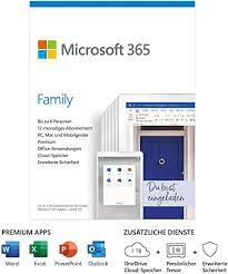 Office suite operating systems supported: Microsoft 365 Family 6 Nutzer Mehrere Pcs Macs Tablets Und Mobile Gerate 1 Jahresabonnement Box Amazon De Software